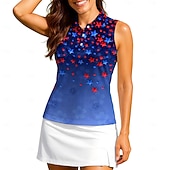 cheap Women's Shirt-America's 250th Anniversary Independence Day Women's National Flag Workout Tank Top Shirt Sport Shirt Golf Polo Shirt Sleeveless Sporty UPF50+ UV Resistant Trainer Dancing UV Protection Tennis