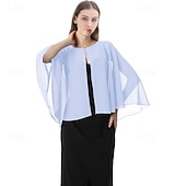 abordables Chal de Capa-Bolero Envolturas de la madre Envolturas de novia Envolturas de invitados de boda Capa Elegante damas Estilo formal Sin Mangas Gasa Velos de Boda Con Color Puro Para Diario Verano