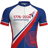 baratos Camisolas masculinas-250º Aniversário da América Dia da Independência Masculino Camisa para Ciclismo Jersey em declive American US Flag Manga Curta Moto Camisa / Roupas Para Esporte Camiseta com 3 bolsos traseiros