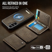 Недорогие Чехлы для Samsung-телефон Кейс для Назначение SSamsung Galaxy S25 S24 S23 Ultra Plus Магнитный адсорбционный футляр со стендом Магнитный ТПУ Кожа PU