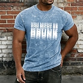  Ανδρικό vintage μπλουζάκι με οξύ πλύσιμο "you might be drunned" διπλής όρασης γραφικό αστείο μπλουζάκι με ποτό χιούμορ από βαμβάκι, μείγμα πολυεστέρα και ορυκτών πλύσης s-3xl