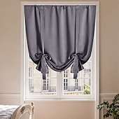 baratos Cortina de Blackout-Cortinas blackout de cor sólida para café, cortinas curtas com amarração para cozinha, painéis blackout para janelas pequenas, banheiro e cozinha.