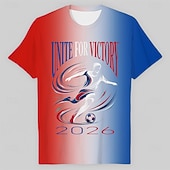 זול חולצות כדורגל-משחק כדורגל עולמי 2026 תלבושות לבוש ספורט טי גרפי וינטאג' כדורגל פטריוטי חולצת טי ל יוניסקס מבוגרים הדפסת תלת מימד עבור מפלגה ספורט חוץ