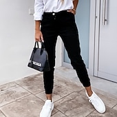 abordables Pantalones de pierna recta-Mujer Pantalones Pantalones de verano Pantalones de playa Pantalones casuales Vacaciones Moda Casual / Diario Hasta el Tobillo Media cintura Plano Cremallera Bolsillo Comodidad Suave Transpirable