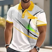 economico Polo geometrica da uomo-Per uomo Geometrico Polo Manica Corta Magliette polo Camicie con Colletto Business Casual All'aperto Athleisure Abbigliamento quotidiano Stampa 3D Bottoni Primavera &amp; Estate Blu azzurro cielo Giallo