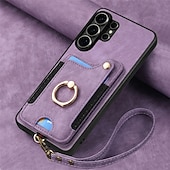 cheap 2026 Samsung Galaxy S26 Series-Phone Case For Samsung Galaxy S26 S25 Edge S24 S23 FE S22 Plus  Ultra A56 A36 A26 A16 A06 Wallet Case with Wrist Strap Shockproof TPU PU Leather
