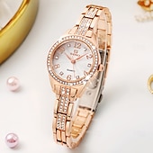 abordables Relojes de Cuarzo-Regalo del Día de la Madre Reloj de Cuarzo para Mujeres Reloj de Aleación con Decoración de Rhinestones