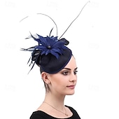 abordables Fascinadores-Fascinators Lino Boda Cumpleaños Elegante Vintage Estilo lindo Con Pluma Celada Sombreros