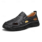 abordables Sandalias de Vacaciones-Zapatos casuales marrones para hombre, mocasines cómodos con aberturas, calzado ligero para exteriores, ideal para uso diario, viajes, conducir, atuendos de fin de semana, ocio al aire libre y un estilo casual elegante y relajado.