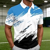 economico Polo geometrica da uomo-Per uomo Geometrico Linea Polo Manica Corta Magliette polo Camicie con Colletto Casual Athleisure Bottoni Estate Primavera Blu Viola Verde