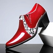 Χαμηλού Κόστους Μπαλαρίνες-ανδρικά κόκκινα επίσημα παπούτσια – κομψά παπούτσια oxford από τεχνητό δέρμα, γάμους και πάρτι, άνετα επίσημα παπούτσια