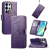 cheap 2026 Samsung Galaxy S26 Series-Phone Case For Samsung Galaxy S26 S26 Plus S26 Ultra Wallet Case Flip Cover with Wrist Strap Kickstand Butterfly Retro TPU PU Leather