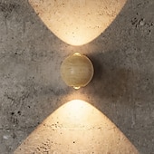 cheap Indoor Wall Lights-Durable Yellow Travertine Wall Mount Reading Light for Bed Pull Chain Wall Lamp Minimalist Round Wall Sconce Surface Mount LED Wall Lighting for Bedroom Bedside Lamps 110-240V