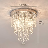 ieftine Lumină de tavan din cristal-Candelabru de tavan, mini candelabru, corp de iluminat de tavan cu cristal argintiu e12 cu 2 becuri pentru living, dormitor, sufragerie, bucătărie, birou, hol 110-240v