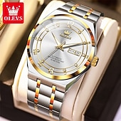economico Orologi meccanici-Orologio automatico da uomo - lussuoso orologio da polso automatico da lavoro in acciaio inossidabile bicolore oro con datario, impermeabile, luminescente, regalo elegante per marito, papà e figlio