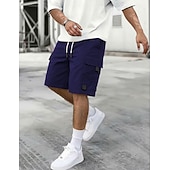 voordelige Vakantie-Voor heren Ladingbroek Cargoshorts Korte broek Casual korte broek Zak Elastische taille Effen Knielengte Casual Buiten Streetwear Modieus Streetwear Zwart Marineblauw Inelastisch