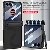 ieftine Carcasă Samsung-telefon Maska Pentru Samsung Galaxy Z Flip 7 Z Flip 6 Capac Spate și Protecție de Ecran PU piele