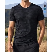 billiga Löpar-T-shirts och linnen-Herr Kamuflasje T-shirt för jogging Kompressionströja Atletisk skjorta Sport topp Sommar Kortärmad Snabb tork Fuktabsorberande Andningsfunktion Gymträning Gång Joggning Blå Svart Mörkblå Sportkläder