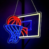 cheap Decorative Lights-Basketball Neon LED Wall Light, USB Powered Adjustable Brightness, Indoor Bedroom, Gaming Room, Game Room, Esports Room, Man Cave, Kids Room, Teen Boys, Basketball Fans, Birthday, Holiday, Party, Home