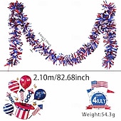  66 stop (20,2 m) vlastenecké dekorace ke 4. červenci, červeno-bílo-modré girlandy s kovovým pozlátkem, girlandy na 4. července pro domácí stromeček, průvod aut, pamětní den, vnitřní a venkovní párty