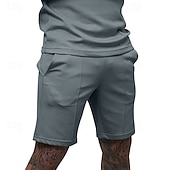 voordelige Sweat short-Voor heren Sweat short Korte broek Zomer korte broeken Casual korte broek Zak Elastische taille Effen kleur Comfort Ademend Knielengte Casual Buiten Vakantie Vakantie Modieus Zwart Wit Micro-elastisch