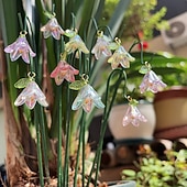 お買い得  装飾的な庭の賭け-庭の装飾用支柱10本、人工ユリとスズランの花、太陽の下でキラキラ輝く、屋外の鉢植え植物や装飾的な造園、多肉植物の盆栽の装飾用のミニガーデン支柱セット