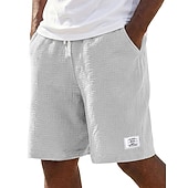 voordelige Klassiek-Voor heren Korte broek Linnen korte broek Zomer korte broeken Strandshorts Trekkoord Elastische taille Effen Comfort Ademend Knielengte Dagelijks Buiten Feestdagen Vakantie Modieus blauw Zwart