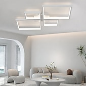 voordelige Dimbare plafondlampen-Moderne dimbare led-plafondlamp met afstandsbediening, 4 lichtpunten, aluminium armatuur voor binnenverlichting in woonkamer, slaapkamer, eetkamer, kantoor en keuken, 110-240V.
