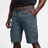 cheap Classic-Men's Cargo Shorts Hiking Shorts Leg Drawstring Wearable Elastic Cuff Plain Solid Comfort Knee Length Casual Daily Outdoor Vacation Fashion Navy Blue Red Micro-elastic