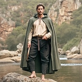 abordables Conjuntos-Conjunto Medieval Renacimiento Capa Accesorios Disfraz de lujo Vikingos Ranger Disfraz Hombre Vikingo Víspera de Todos los Santos Carnaval Rendimiento LARP Feria Ren Adulto Verano Primavera Otoño