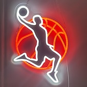 cheap Decorative Lights-Basketball Neon LED Wall Light, USB Powered Adjustable Brightness, Indoor Bedroom, Gaming Room, Game Room, Esports Room, Man Cave, Kids Room, Teen Boys, Basketball Fans, Birthday, Holiday, Party, Home