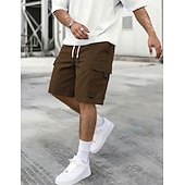 voordelige Vakantie-Voor heren Ladingbroek Cargoshorts Korte broek Casual korte broek Zak Elastische taille Effen Knielengte Casual Buiten Streetwear Modieus Streetwear Zwart Marineblauw Inelastisch