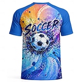 cheap Running Tee &amp; Tank Tops-Men's Soccer Jersey Geometric Abstract Athletic Short Sleeve T-Shirt UPF 50 Quick Dry Breathable mesh fabric 2026 Soccer Fan Tee Training Gym Running Sports Blue and Yellow