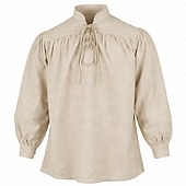  Medieval Renaissance Shirt Pirate Viking Fancy Dress Men's Viking Pirate Halloween Carnival Performance LARP Ren Faire Adults' Shirt