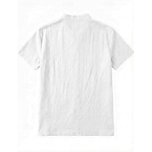 お買い得  休暇-男性用 シャツ サマーシャツ ビーチシャツ コットンリネンシャツ 純色 カジュアル アウトドア ブラック ホワイト ネイビーブルー カーキ色 半袖 スタンド 夏 春 衣類 ポケット