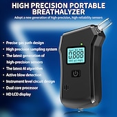 abordables Alarmas de coche-Alcoholímetro portátil profesional, analizador de alcohol digital de alta precisión con pantalla LCD HD. &amp;Alcoholímetro personal de alta precisión con algoritmo de IA (batería no incluida).