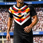  Germany Style Men's Soccer Jersey Geometric Athletic Summer Short Sleeve T-Shirt UPF 50 Quick Dry Breathable mesh fabric 2026 Soccer Fan Tee Tournament Football Gym Running Sports Yellow Black