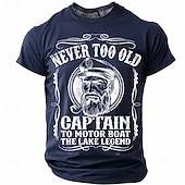  ανδρικό ποτέ πολύ παλιό καπετάνιο σε μηχανοκίνητο σκάφος ο θρύλος της λίμνης αστείο ναυτικό γραφικό μπλουζάκι με κοντό μανίκι, στρογγυλή λαιμόκοψη, παλιό καπετάνιο με σωλήνα, vintage δώρο για βαρκάδα,