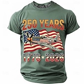  250周年 7月4日 2026年 メンズ 250年 1776-2026 P-51マスタング 戦闘機 グラフィック Tシャツ 短袖 クルーネック 愛国的 USA フラッグ 航空兵 材料 デザイナー衣料 アパレル