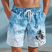 billige Tropiske planter og blomster-Herre Kokosnøttre Tropiske planter Havbølger Badeshorts Badedrakter Badeshorts Surfeshorts Medium Midje Hawaiisk Strandferie Sidelommer Mesh fôr Elastisk snøring i midjen Designer Klær