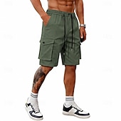cheap Classic-Men's Tactical Cargo Cargo Shorts Shorts Casual Shorts Drawstring Pocket Elastic Waist Plain Comfort Breathable Knee Length Casual Outdoor Beach Vacation Fashion Black Navy Blue Inelastic