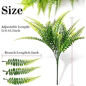 رخيصةأون نباتات صناعية وخضرة-١٠ قطع من السرخس الصناعي - سرخس صناعي للزراعة الخارجية - سرخس صناعي لتزيين أحواض الزهور الخارجية الكبيرة - نباتات صناعية من نوع سرخس بوسطن لتزيين الشرفة