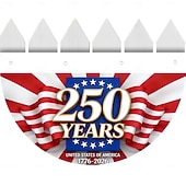 levne 250. výročí-Půlkruhá vlajka pro fanoušky USA k 250. výročí 1776-2026, vlastenecký americký venkovní prapor na dekoraci domu, verandy, dvora nebo Dne nezávislosti.