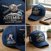  Gedenkkappe zur Artemis-II-Mondmission, bestickte Baseballkappe mit Weltraummotiven, verstellbare Astronauten-Mondlandungs-Souvenirkappe für Männer und Frauen, Weltraumfans