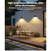 billige Vegglamper til utendørsbruk-2 stk. utendørs solcelledrevne IP65 vanntette LED-vegglamper med bevegelsessensor, vaskelys for hage, terrasse, gårdsplass, gjerde, trapper, veranda, terrasse, dekorativ utendørs LED-belysning med