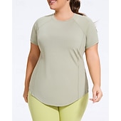 cheap Yoga Tops-Women's Yoga Tops Workout Tops Crew Neck Skin Friendly Lightweight Comfortable Plus Size Short Sleeve Sports Solid Color Top For Gym Workout Running Fitness Loose Fit Activewear