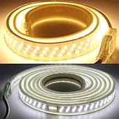 preiswerte Stecken Sie Lichtleisten ein-Hochleistungsfähige, wasserdichte LED-Streifen, 180 LEDs pro Meter, 220-V-EU-Stecker, warmweiß, weiß und neutralweiß, für Garten, Hochzeit, Urlaub, Pool, Party und als stimmungsvolle Dekorationsbeleuchtung.