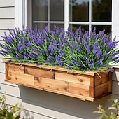 voordelige Kunstbloemen-16 bundels kunstplanten voor buiten, UV-bestendige nep-lavendel &amp;Apengras, realistische plastic kunstplanten voor balkon, terras, veranda, groene decoratie, plantenbakvulling (paars)
