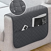 abordables Housse de canapé-Ensemble de 1 housse d'accoudoir imperméable gris foncé pour canapé, avec 2 grandes poches latérales pour télécommande TV, antidérapante, résistante et lavable, idéale pour le salon.
