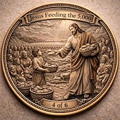  Памятная монета на христианскую тематику с вдохновляющим библейским стихом. &Дизайн с изображением чудес Иисуса, коллекционный религиозный сувенир, подарок для христиан на религиозную тематику.